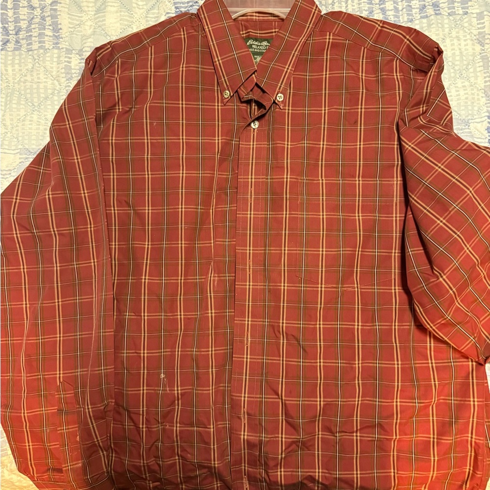 Eddie Bauer Men's Red Plaid Casual Shirt